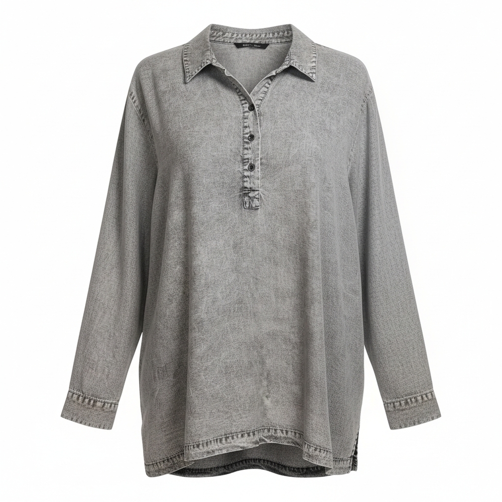Jane + Delancey 100% Lyocell Gray Washed Chambray Denim Sz 2X Lagenlook Light